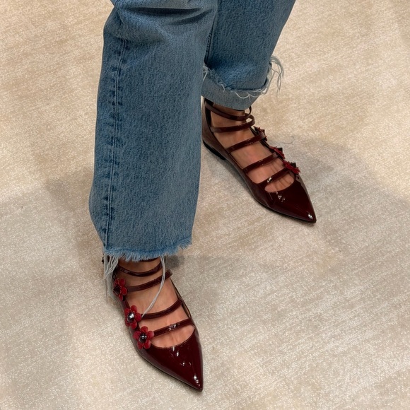Fendi Shoes - Fendi Burgundy Strappy Flats